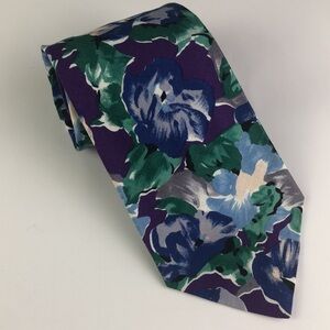 Vintage Geoffrey Beene Tie Purple Floral Cotton Print